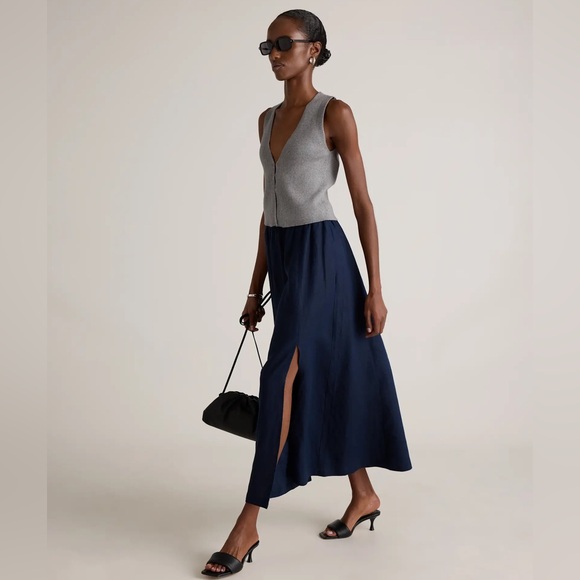 Quince Dresses & Skirts - NWT Quince 100% European Linen Maxi Skirt Navy Size Small